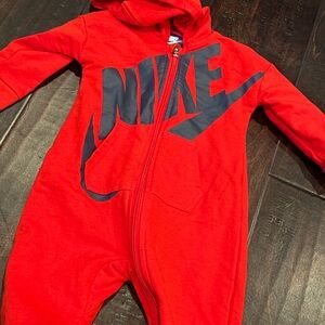 Nike Red and Black Hooded Jumpsuit